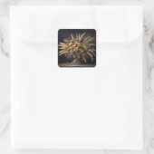 Herbst Weizenhalme und Mum Bouquet Quadratischer Aufkleber (Tasche)