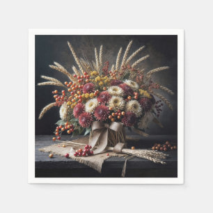 Herbst Weizenhalme und Mum Bouquet Serviette