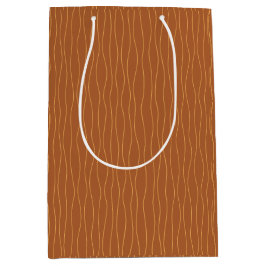 Herbst-Wellentinien-Geschenktasche | Braun & Orang Mittlere Geschenktüte