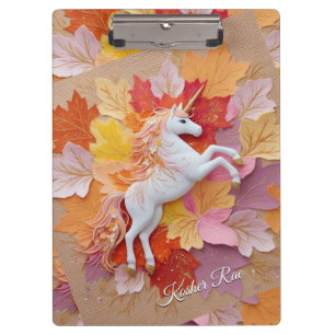 Herbst Whimsical Einhorn Pastell Orange Blush Text Klemmbrett