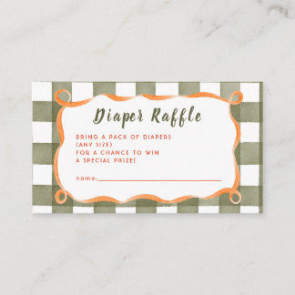 Herbst Whimsical Karo Sage Pfirsich Windel-Raffle Begleitkarte