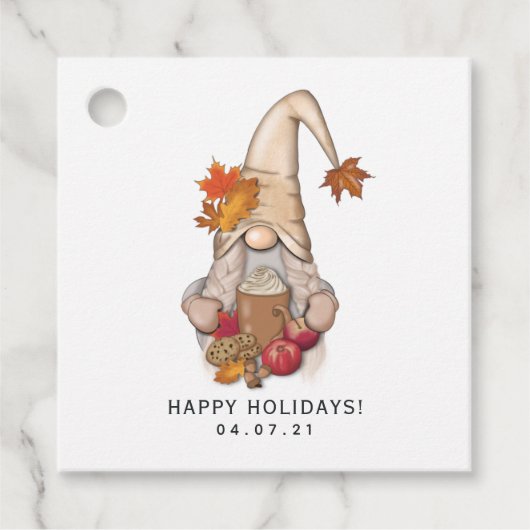Herbst Whimsical Nordic Harvest Gnomes Gefallen Geschenkanhänger (Vorderseite)