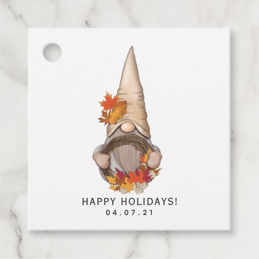 Herbst Whimsical Nordic Harvest Gnomes Gefallen Geschenkanhänger (Vorderseite)