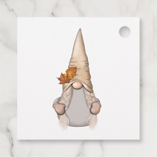 Herbst Whimsical Nordic Harvest Gnomes Geschenkanhänger (Rückseite)