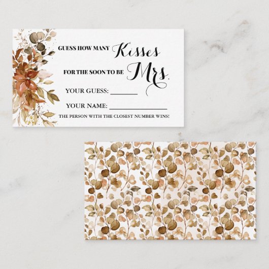 Herbst Wie viele Küsse für die Mrs. Spielkarte Platzkarte (Vorne/Hinten)