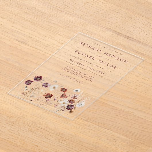 Herbst-Wildblume Acryleinladungen (Ablage )