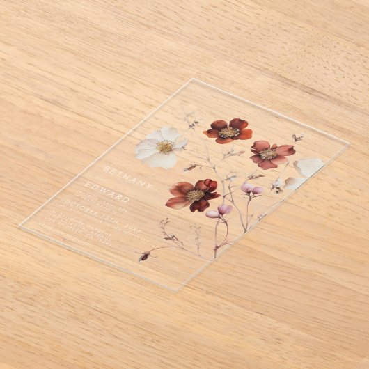 Herbst-Wildblume Acryleinladungen (Ablage )