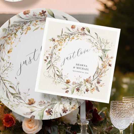 Herbst Wildblume Blumenreath Herbst BOHO Hochzeit Serviette