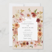 Herbst-Wildblume Boho Wedding Einladung (Vorderseite)