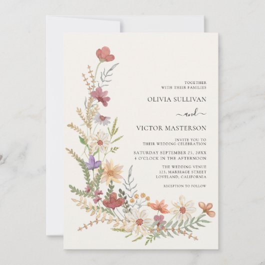 Herbst-Wildblume Einladung (Vorderseite)