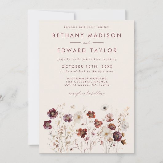 Herbst-Wildblume Einladung (Vorderseite)