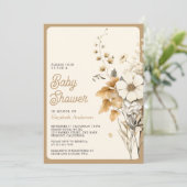 Herbst Wildblume Foto QR Code Kinderdusche Einladung (Stehend Vorderseite)