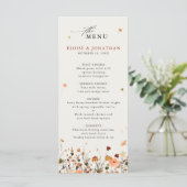 Herbst Wildblume Garden Floral Boho Hochzeit Menükarte (Stehend Vorderseite)