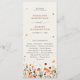 Herbst Wildblume Garden Floral Boho Hochzeit Programm
