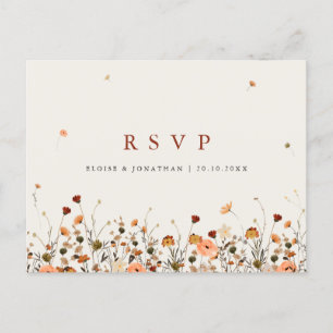 Herbst Wildblume Garden Floral Boho Hochzeit RSVP Postkarte
