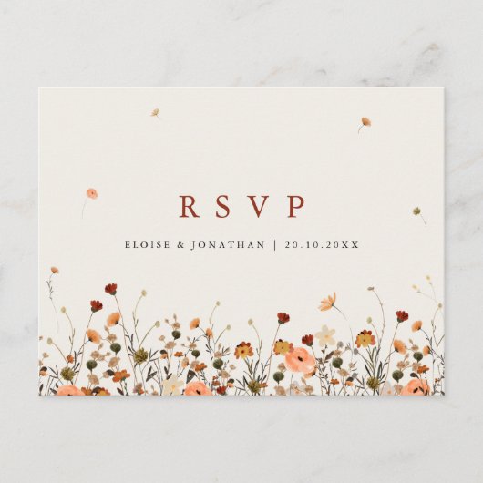 Herbst Wildblume Garden Floral Boho Hochzeit RSVP Postkarte (Vorderseite)