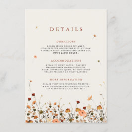 Herbst Wildblume Garden Floral Boho Hochzeitdetail Begleitkarte