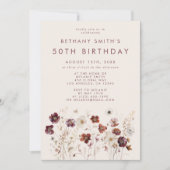 Herbst-Wildblume-Geburtstagsparty Einladung (Vorderseite)