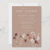 Herbst Wildblume Meadow Taupe Kinderdusche Einladung (Vorderseite)