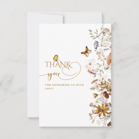 Herbst Wildblume Minimalistisch Elegante Babydusch Dankeskarte (Vorderseite)