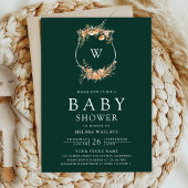 Herbst Wildblume QR Code Emerald Green Baby Shower Einladung