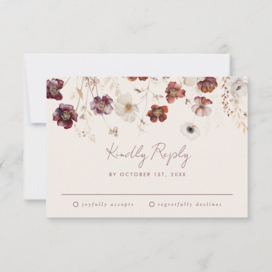 Herbst-Wildblume RSVP Karte (Vorderseite)