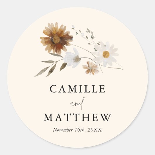 Herbst-Wildblume Runder Aufkleber (Vorderseite)