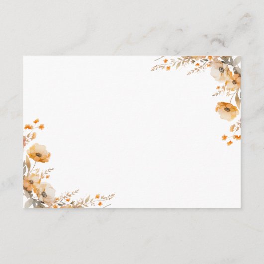 Herbst Wildblume Wappen Hochzeitsdetails Begleitkarte (Rückseite)