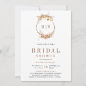 Herbst Wildblume Wappen QR Code Brautparty Einladung (Vorderseite)