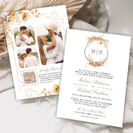 Herbst Wildblume Wappen QR Code Hochzeit Einladung