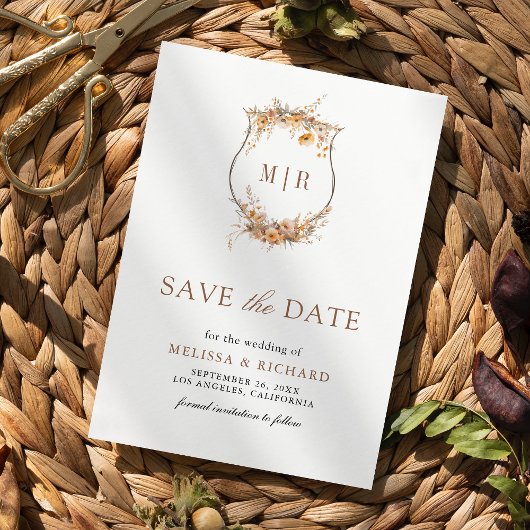 Herbst Wildblume Wappen QR Code Hochzeit Save The Date