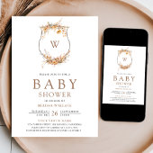 Herbst Wildblume Wappen QR Code Kinderdusche Einladung