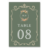 Herbst Wildblume Wappen Sage Green Wedding Tischnummer (Rückseite)