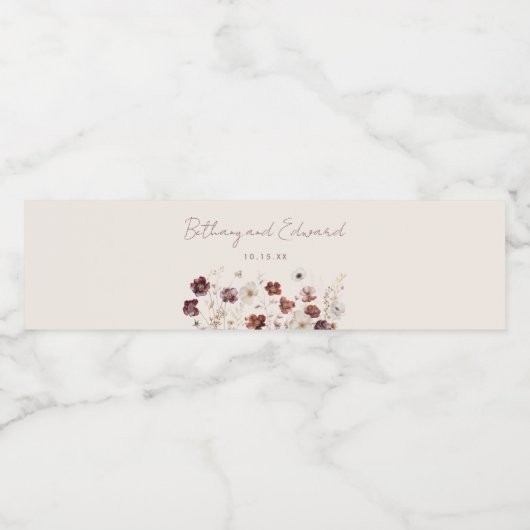 Herbst-Wildblume Wasserflaschenetikett (Einzelnes Label)