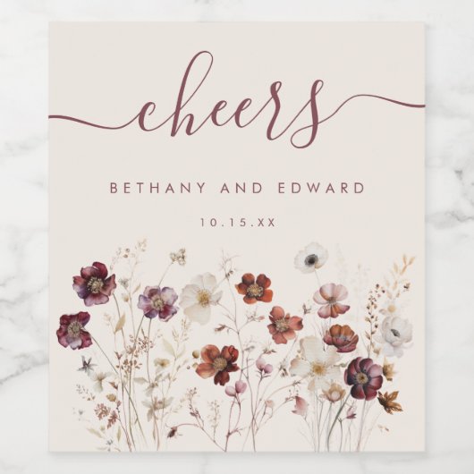 Herbst-Wildblume Weinetikett (Einzelnes Label)