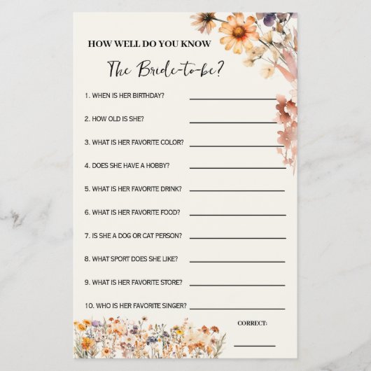 Herbst-Wildblume, wie gut du ihre Spielkarte kenns Flyer (Vorne)