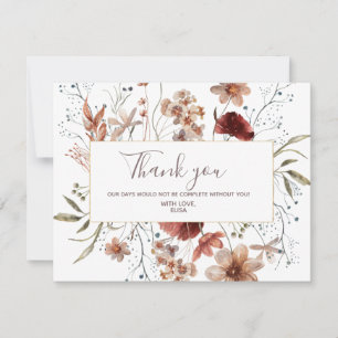 Herbst Wildblumen Aquarell Danke Karte