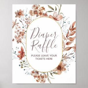 Herbst Wildblumen Aquarellfarben Windeln Raffelpos Poster