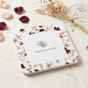 Herbst-Wildblumen-Blumenhochzeit  Rechteckiger Pappuntersetzer