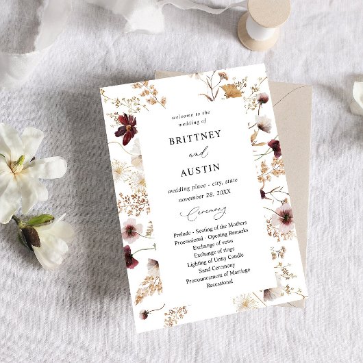 Herbst-Wildblumen Blumenzeremonie Einladung