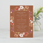 Herbst Wildblumen Brawn Herbst Foto Moderne Hochze Einladung (Stehend Vorderseite)