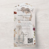 Herbst-Wildblumen Chic Foto QR Code Herbsthochzeit All In One Einladung (Innen Boden)
