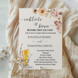 Herbst Wildblumen Cocktails & Brews Paare Dusche Einladung