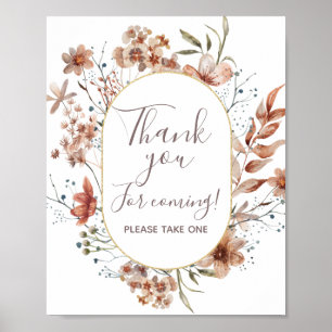 Herbst Wildblumen Danke, dass Sie kommen Gefallen- Poster