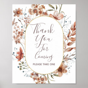 Herbst Wildblumen Danke, dass Sie kommen Gefallen- Poster
