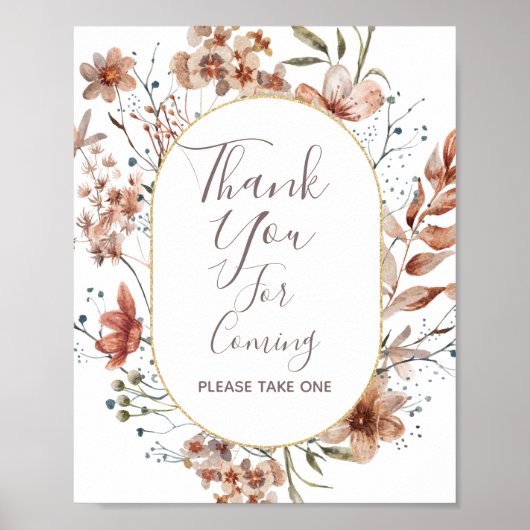 Herbst Wildblumen Danke, dass Sie kommen Gefallen- Poster (Vorne)