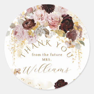 Herbst-Wildblumen-Gold Florale Hochzeitstorte Runder Aufkleber