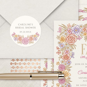 Herbst-Wildblumen Herbstflorales Brautparty Runder Aufkleber