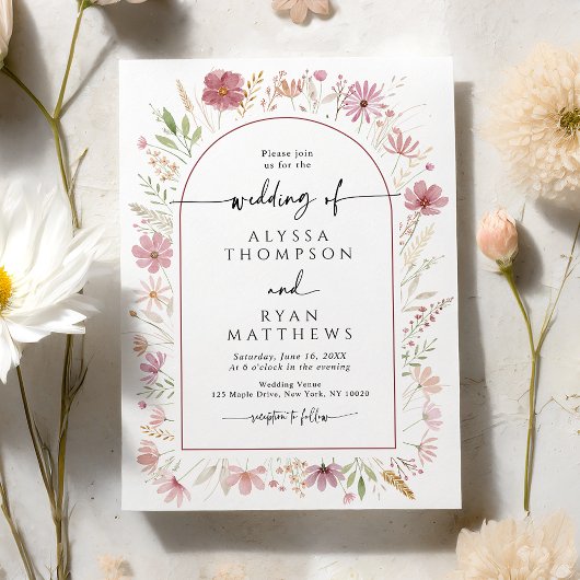 Herbst Wildblumen Hochzeit Einladung