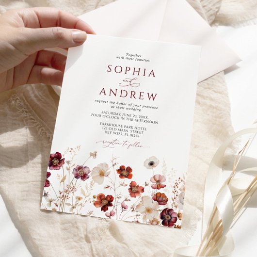 Herbst-Wildblumen-Hochzeit Einladung